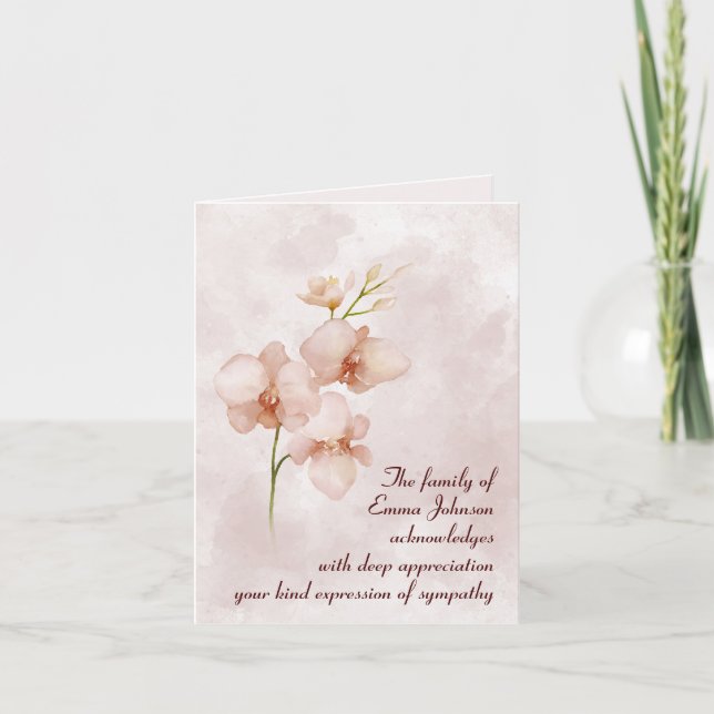 Tarjeta Pink Watercolor Posy Simpatía Gracias (Anverso)