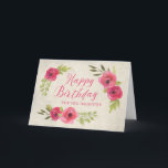 Tarjeta Pink Watercolor Roses Daughter Birthday Card<br><div class="desc">Pretty and thoughtful greeting card for daughter's birthday with vintage pink watercolor roses and hand lettered style text.</div>