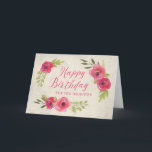Tarjeta Pink Watercolor Roses Daughter Birthday Card<br><div class="desc">Pretty and thoughtful greeting card for daughter's birthday with vintage pink watercolor roses and hand lettered style text.</div>