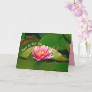 TARJETA PINK WATERLILY /'PAACE BE CON USTED"/SIMPATÍA