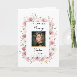 Tarjeta Pink Wild Flowers Photo Memorial Funeral Program