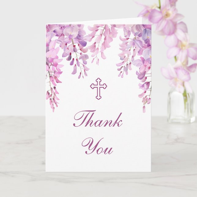 Tarjeta Pink Wisteria Holy Cross Religious Thank You (Orquídea)