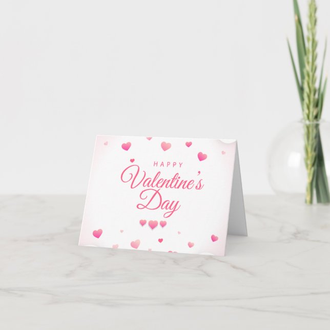 Tarjeta Pink  "XOXO"Hearts Happy Valentine's Day (Anverso)