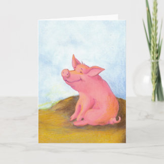 Tarjeta Pinkles guarro/tarjeta de felicitación en blanco