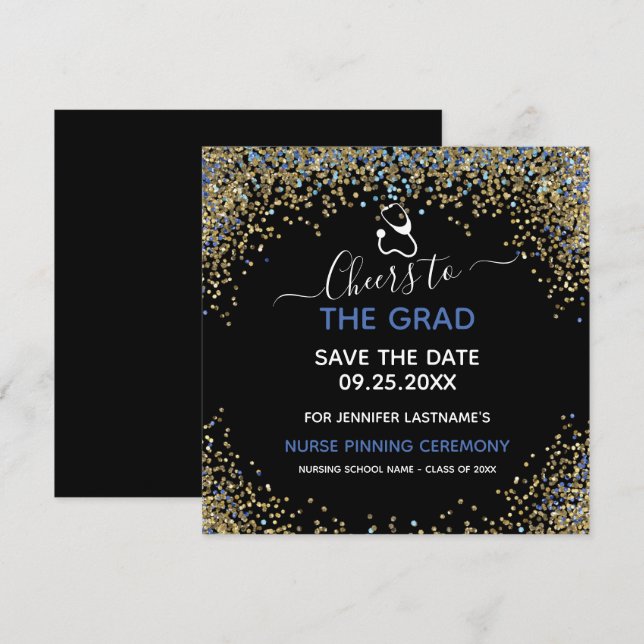 Tarjeta Pinning de graduación de enfermera purpurina Guard (Anverso / Reverso)