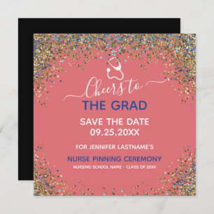 Tarjeta Pinning de graduación de enfermera purpurina Guard