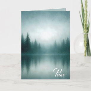Tarjeta Pino Árbol Agua Reflejo Simpatía Niebla