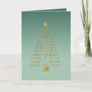 Tarjeta Pino Verde Árbol de Navidad Inspirador Dorado