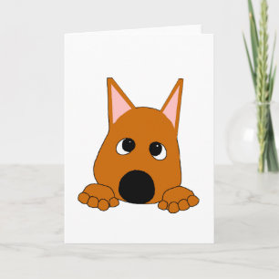 Tarjeta Pinscher Miniatura Rojo Ciervo Asomando Dibujo Ani