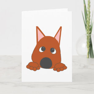 Tarjeta Pinscher miniatura Rust atisbando dibujo animado