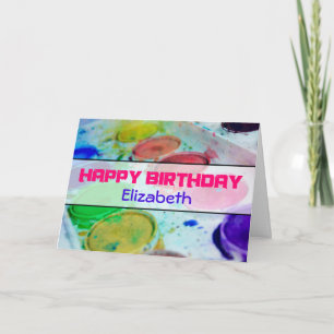 Tarjeta Pinta acuarela Personalizada Feliz Cumpleaños