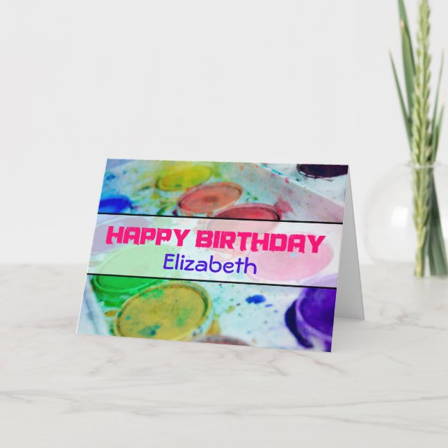 Tarjeta Pinta acuarela Personalizada Feliz Cumpleaños (Anverso)