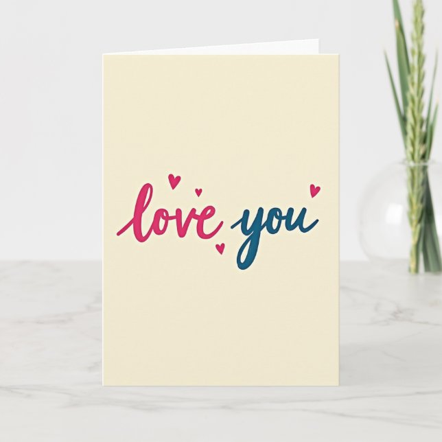 Tarjeta Pintada de Corazones Simple Te Amo (Anverso)