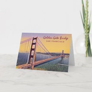 Tarjeta Pintado de época del puente Golden Gate de San Fra