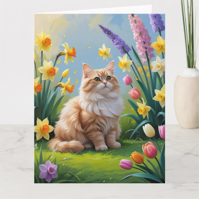 Tarjeta Pintado de primavera de gatos angora turca (Anverso)