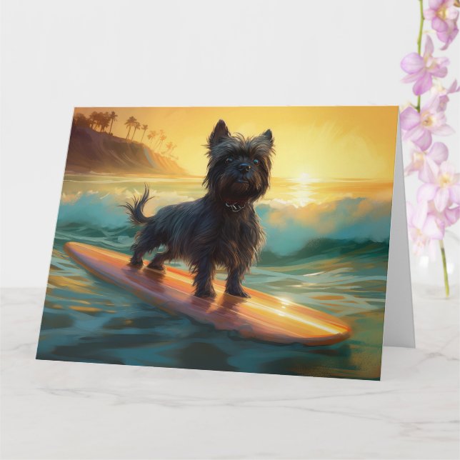 Tarjeta Pintado de surf Affenpinscher Beach (Orquídea)