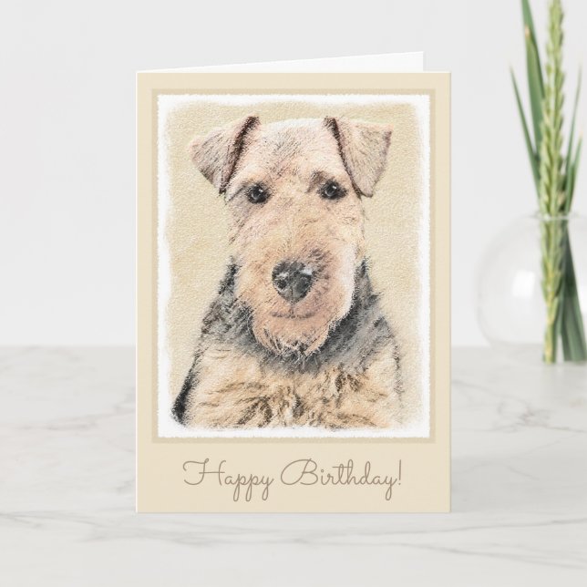 Tarjeta Pintado de Welsh Terrier - Arte de Perro Original. (Anverso)