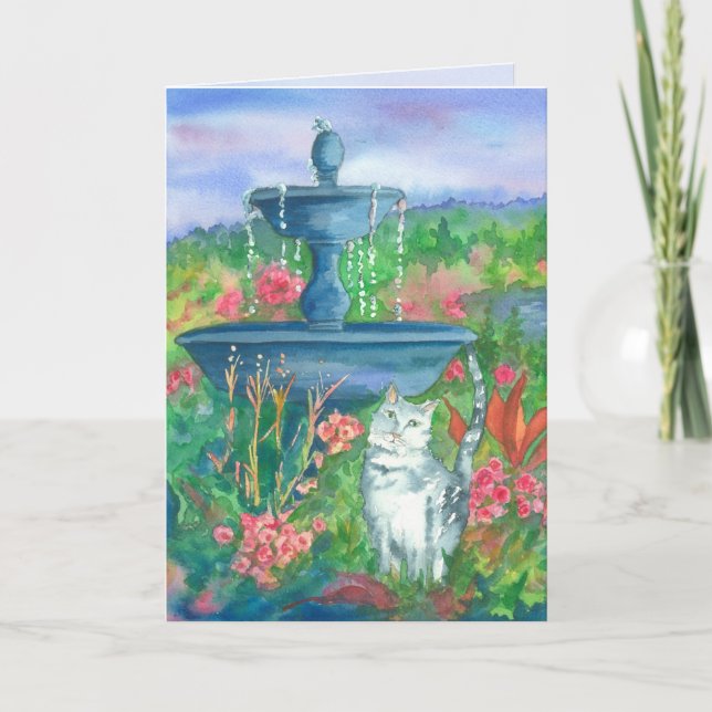 Tarjeta Pintando color de agua de gato Feliz cumpleaños (Anverso)