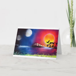 Tarjeta Pintar con spray pintura Art Noche y Ocean Day