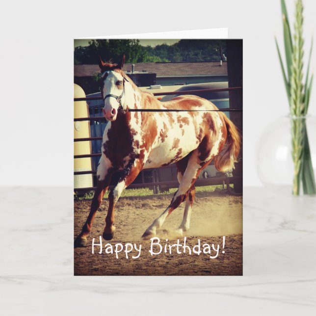 Tarjeta Pinte el caballo, cumpleaños (Anverso)