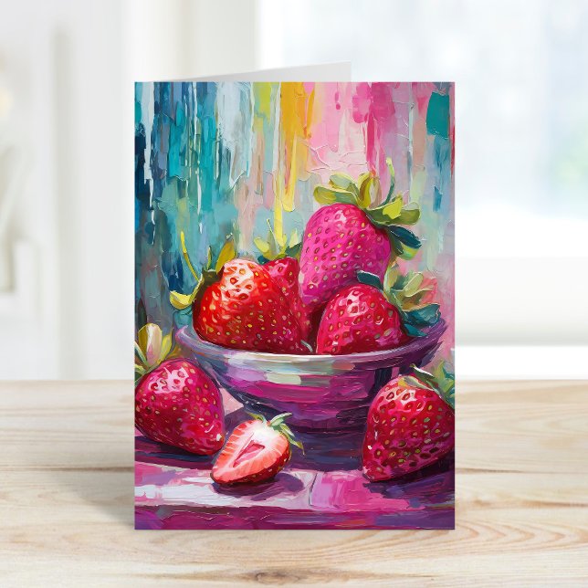 Tarjeta Pintura abstracta colorida moderna de fresas (Subido por el creador)