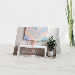 Tarjeta Pintura abstracta de cumpleaños que gotea en un ba