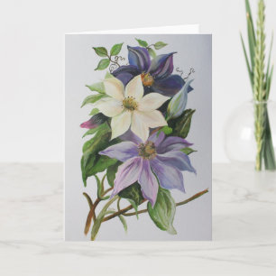 Tarjeta Pintura acrílica de Lilac Clematis Vine
