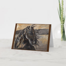 Tarjeta pintura acrílica del caballo de viento oscuro