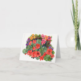 Tarjeta pintura acuarela de flores brillantes