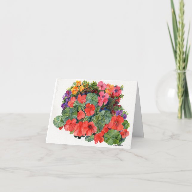 Tarjeta pintura acuarela de flores brillantes (Anverso)