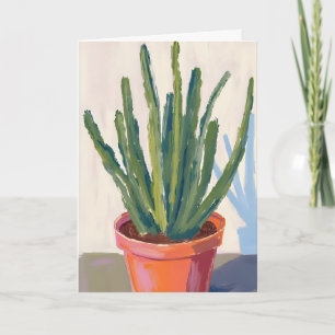 Tarjeta Pintura al Acuarela de Cactus Verde