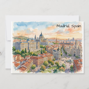 Tarjeta Pintura al Acuarela de la Arquitectura de Madrid E