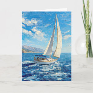 Tarjeta Pintura al impasto de barco de vela de simpatía 
