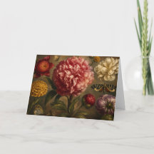 Pintura al óleo botánica vintage de peonía y marip