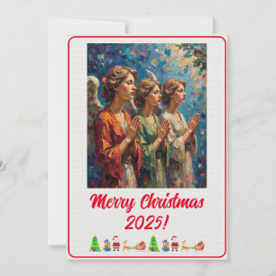 Tarjeta Pintura al óleo de ángeles de Navidad digital pers