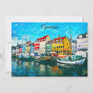 Tarjeta Pintura al óleo de Copenhague del paseo marítimo d