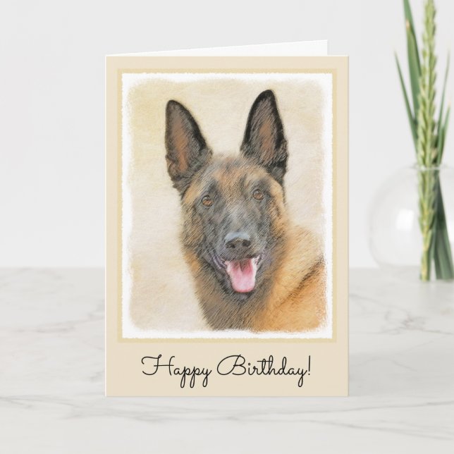 Tarjeta Pintura belga malinois - Arte original del perro (Anverso)