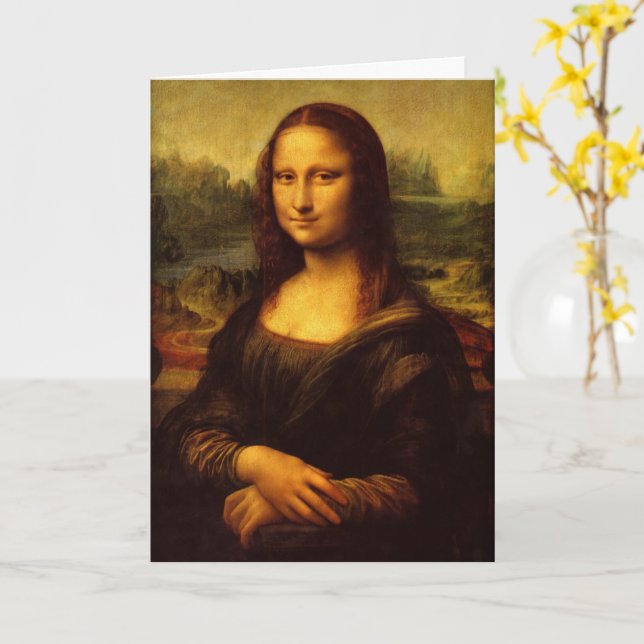 Tarjeta Pintura Bella Artes Leonardo Da Vinci Mona Lisa (flor amarilla)