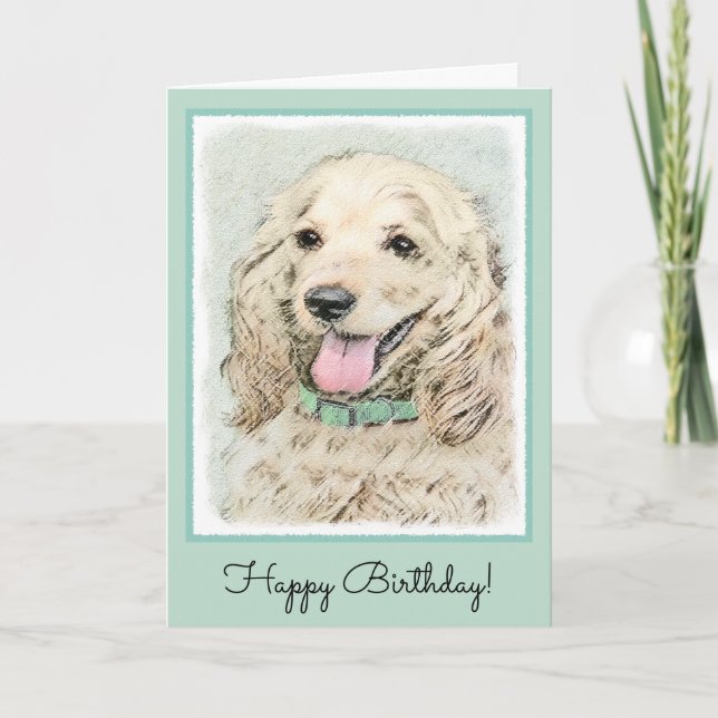 Tarjeta Pintura Buff de Cocker Spaniel - Arte Perro Origin (Anverso)