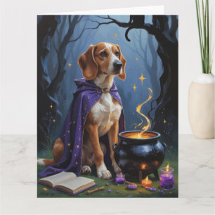 Tarjeta Pintura caprichosa de Halloween con perro galgo af