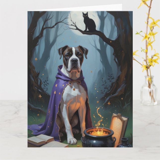 Tarjeta Pintura caprichosa de Halloween de perro Cane Cors (flor amarilla)