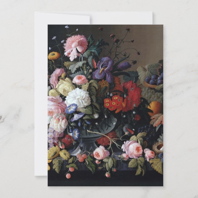 Tarjeta Pintura clásica de arte de flores de época (Anverso)