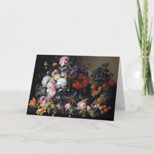 Tarjeta Pintura clásica de arte de flores de época