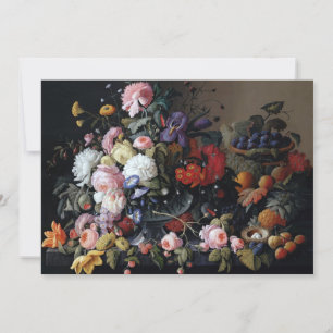 Tarjeta Pintura clásica de flores de época