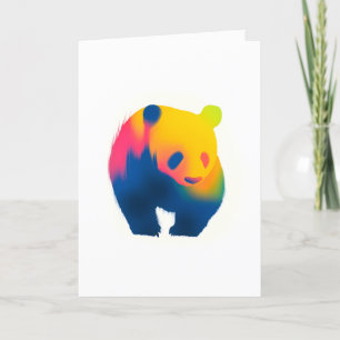Tarjeta Pintura coloreada Panda Silhouette