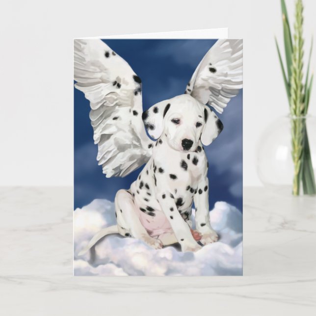 Tarjeta Pintura dálmata del perrito del ángel de la (Anverso)