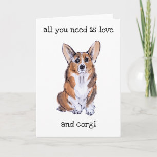 Tarjeta Pintura de acuarela de Corgi Sumie