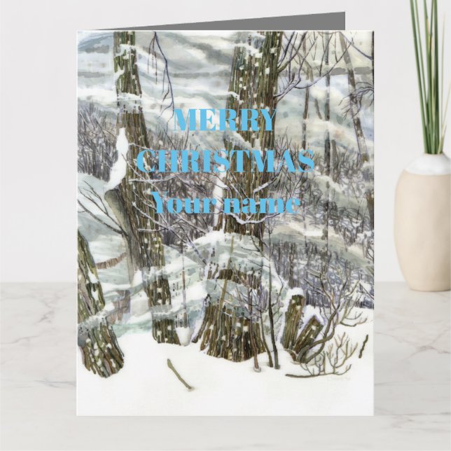 Tarjeta Pintura de acuarela de invierno (Anverso)