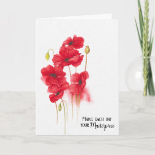 Tarjeta Pintura de adormidera roja por cumpleaños