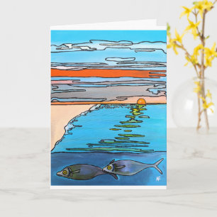 Tarjeta Pintura de amanecer en el océano de 8 bits por Alf